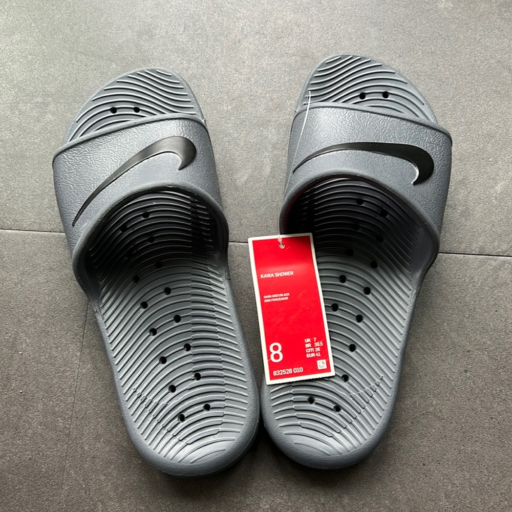 Nike Kawa Shower Slides dark grey/black men size 8